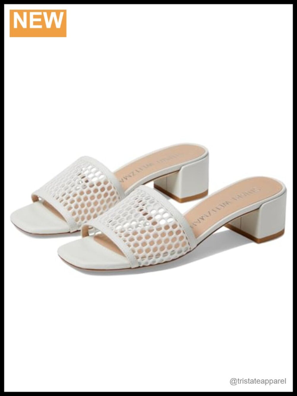 Stuart Weitzman Cayman Block Slide Sandals, Woven Linen Leather, Slip On, Casual